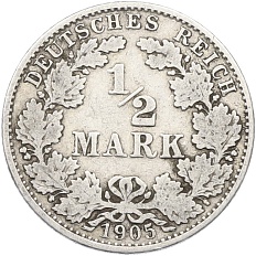 1/2 марки 1905 года G Германия — Фото №1