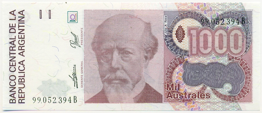 1000 аустралей 1989 года Аргентина — Фото №1