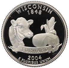 1/4 доллара (25 центов) 2004 года S США «Штаты и территории — Висконсин» — Фото №1