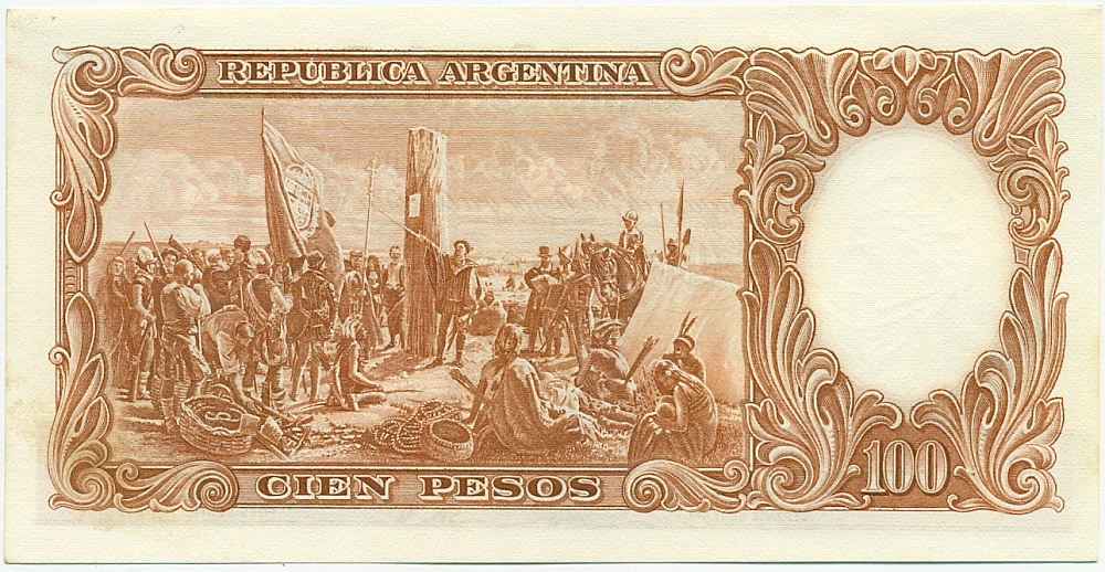 100 песо 1967 года Аргентина — Фото №2
