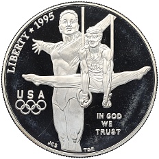 1 доллар 1995 года Р США «XXVI летние Олимпийские Игры 1996 в Атланте — Гимнастика» — Фото №1