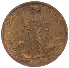 1 чентезимо 1910 года Италия — Фото №1