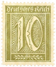 Почтовая марка 10 пфеннигов 1922 года Германия — Фото №1