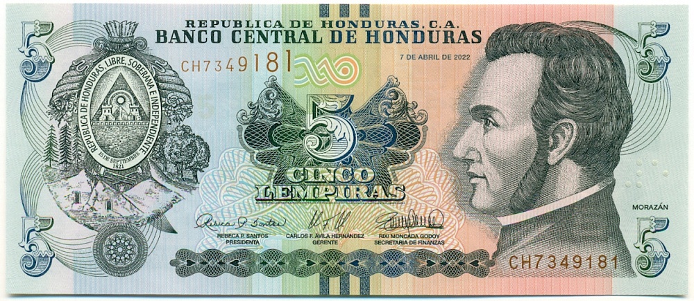 5 лемпир 2022 года Гондурас — Фото №1