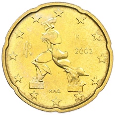 20 евроцентов 2002 года Италия — Фото №1