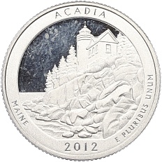 1/4 доллара (25 центов) 2012 года S США «Национальные парки — №13 Национальный парк Акадия» — Фото №1