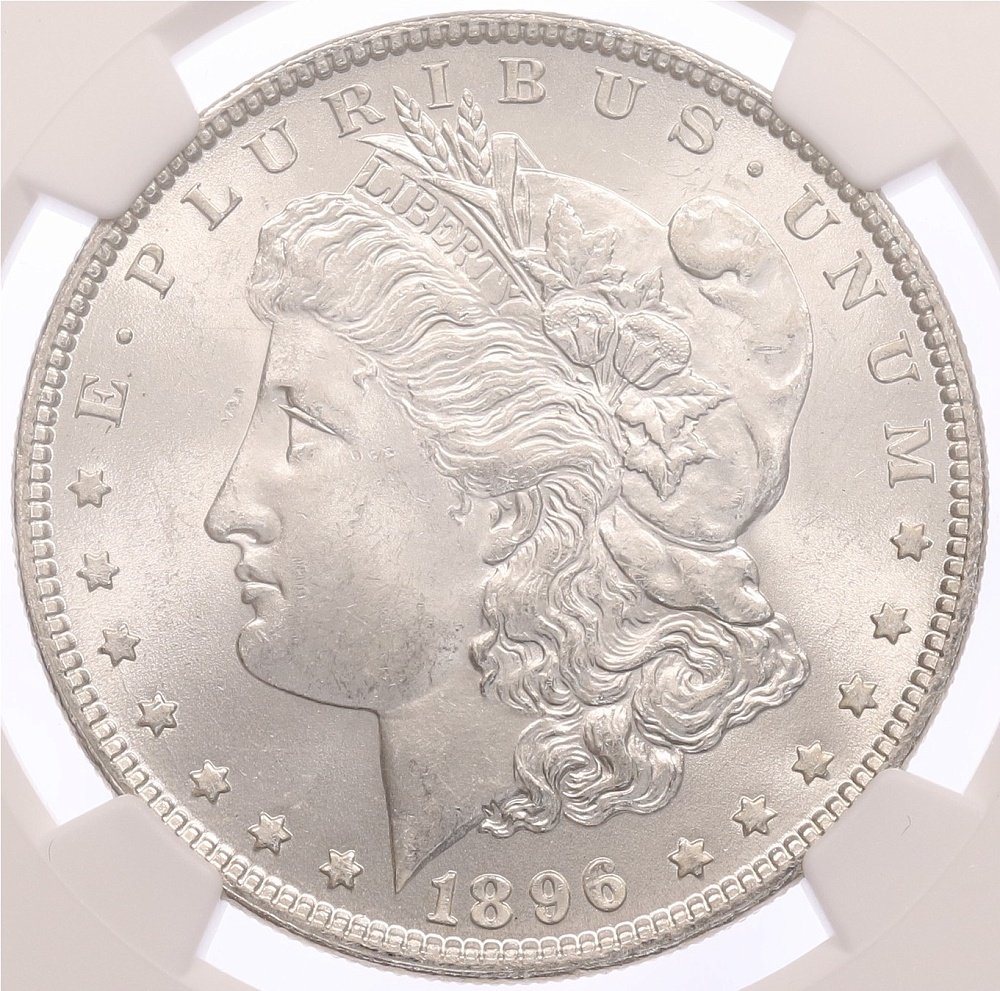 1 доллар 1896 года США «Доллар Моргана» в слабе NGC (MS63) — Фото №1