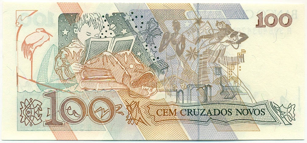 100 новых крузадо 1989 года Бразилия — Фото №2