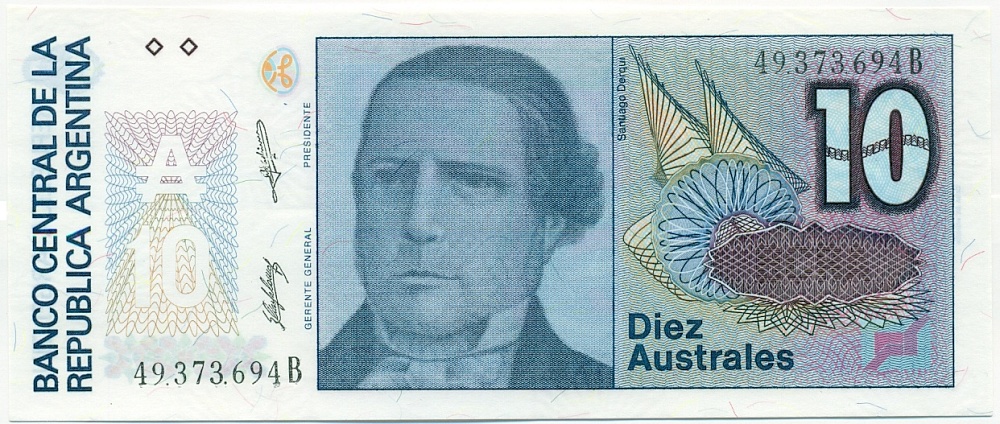 10 аустралей 1987 года Аргентина — Фото №1