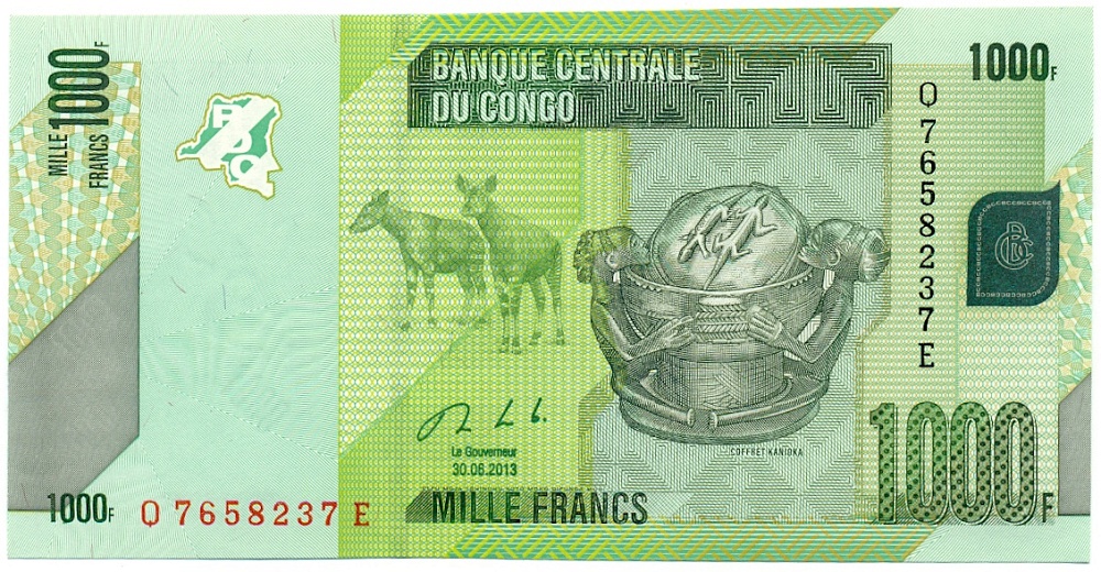 1000 франков 2013 года Конго (ДРК) — Фото №1