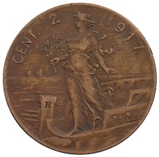 2 чентезимо 1917 года Италия — Фото №1