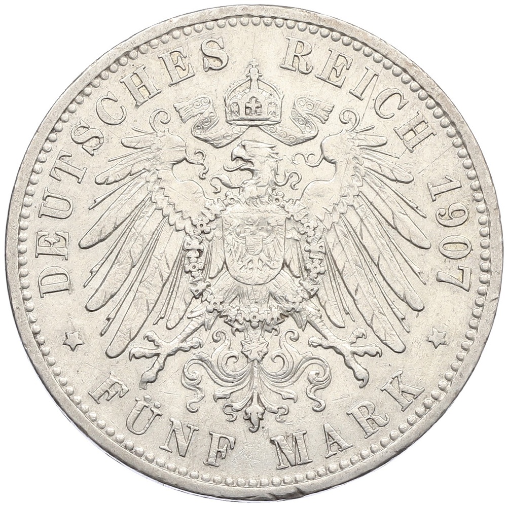 5 марок 1907 года Германия (Пруссия) — Фото №2