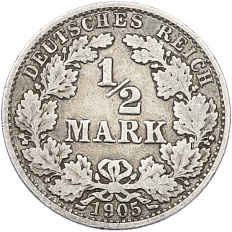 1/2 марки 1905 года A Германия — Фото №1