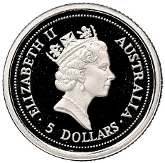 5 долларов 1998 года Австралия «Австралийская коала» — Фото №2