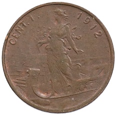 1 чентезимо 1912 года Италия — Фото №1