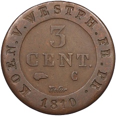 3 сантима 1810 года Наполеоновское королевство Вестфалия — Фото №1