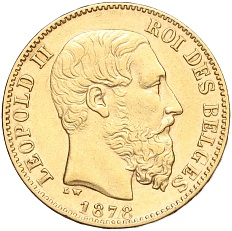 20 франков 1878 года Бельгия (Леопольд II) — Фото №1