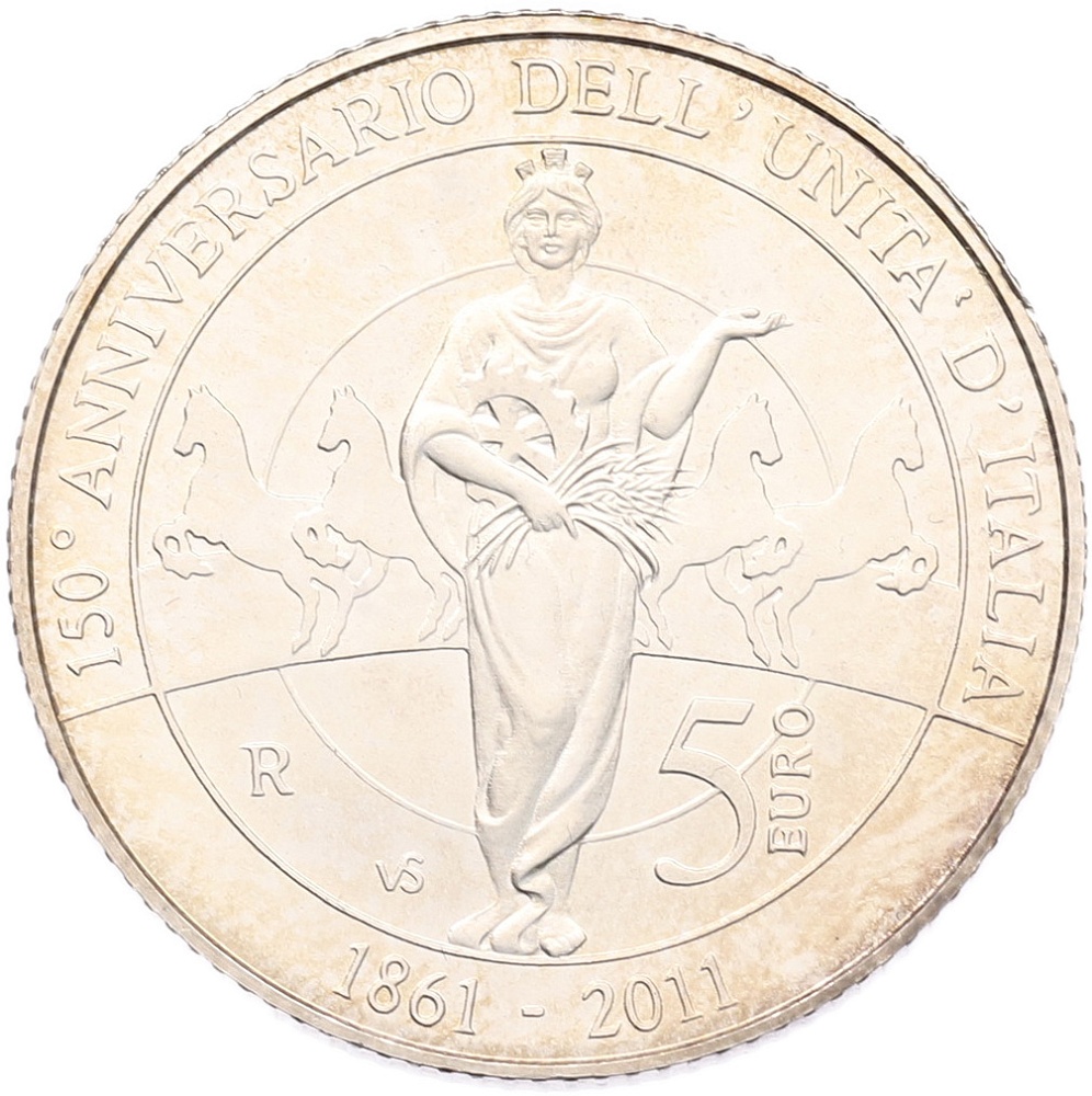 5 евро 2011 года Италия «150 лет Объединению Италии» — Фото №1