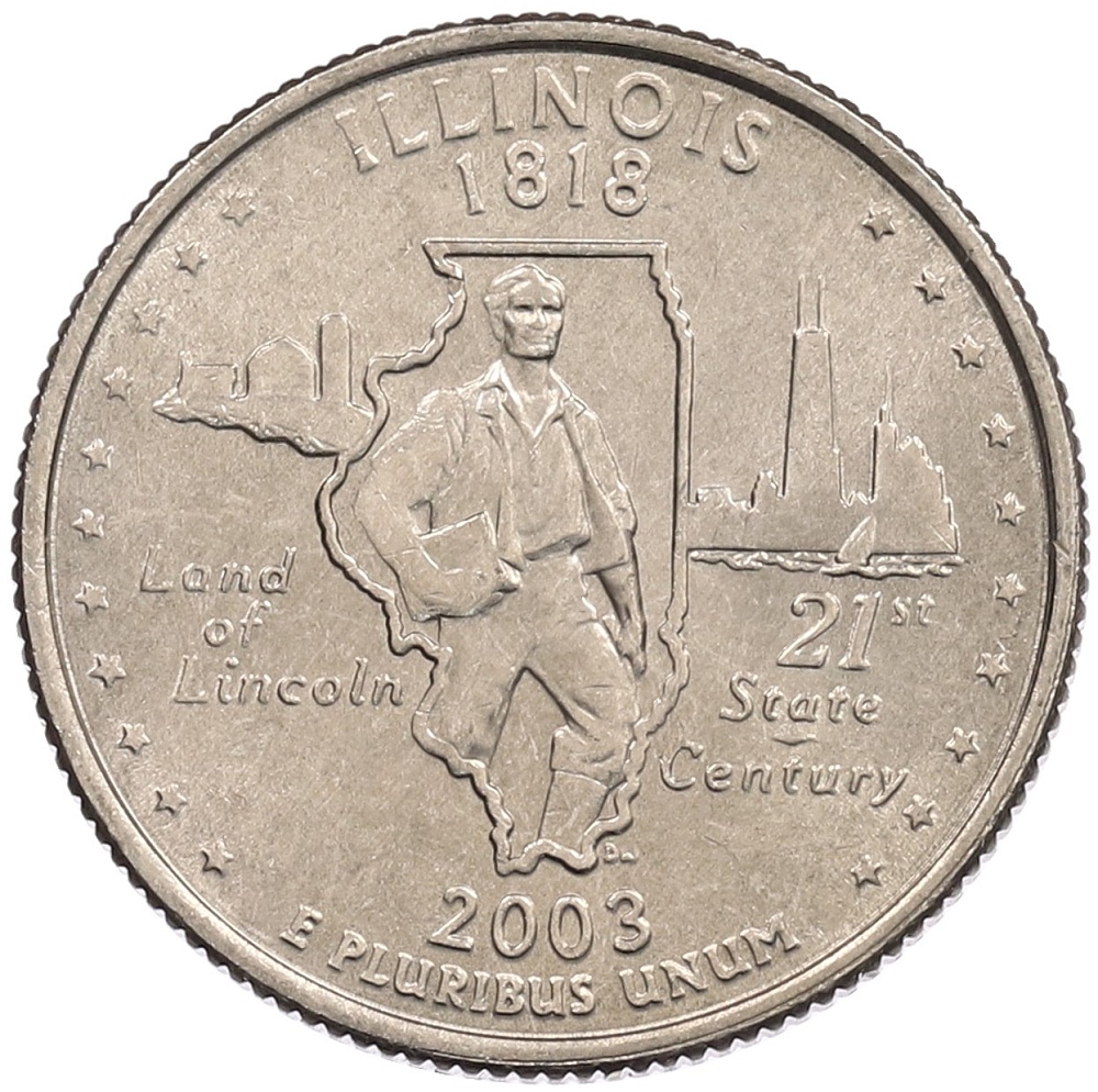 1/4 доллара (25 центов) 2003 года P США «Штаты и территории — Иллинойс» — Фото №1