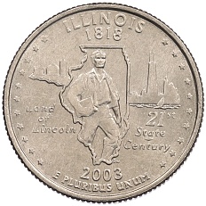 1/4 доллара (25 центов) 2003 года P США «Штаты и территории — Иллинойс» — Фото №1