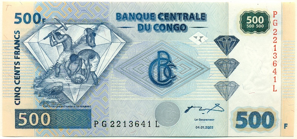 500 франков 2022 года Конго (ДРК) — Фото №1