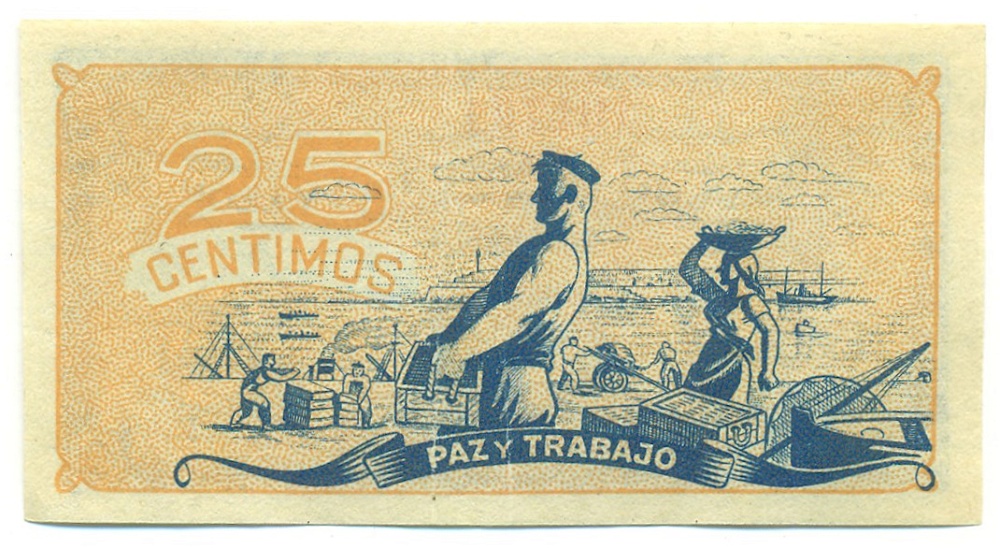 25 сентимо 1937 года Испания (провинции Астурия и Леон) — Фото №2