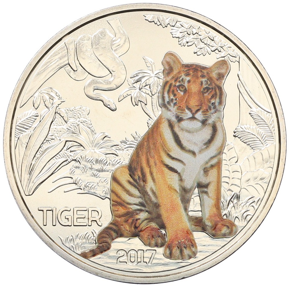 3 евро 2017 года Австрия «Животные со всего мира — Тигр» — Фото №1