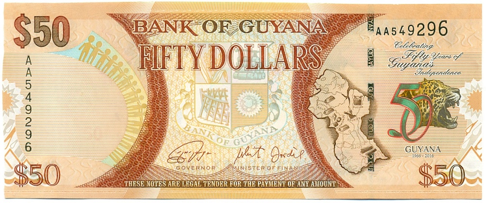 50 долларов 2016 года Гайана «50 лет Независимости» — Фото №1