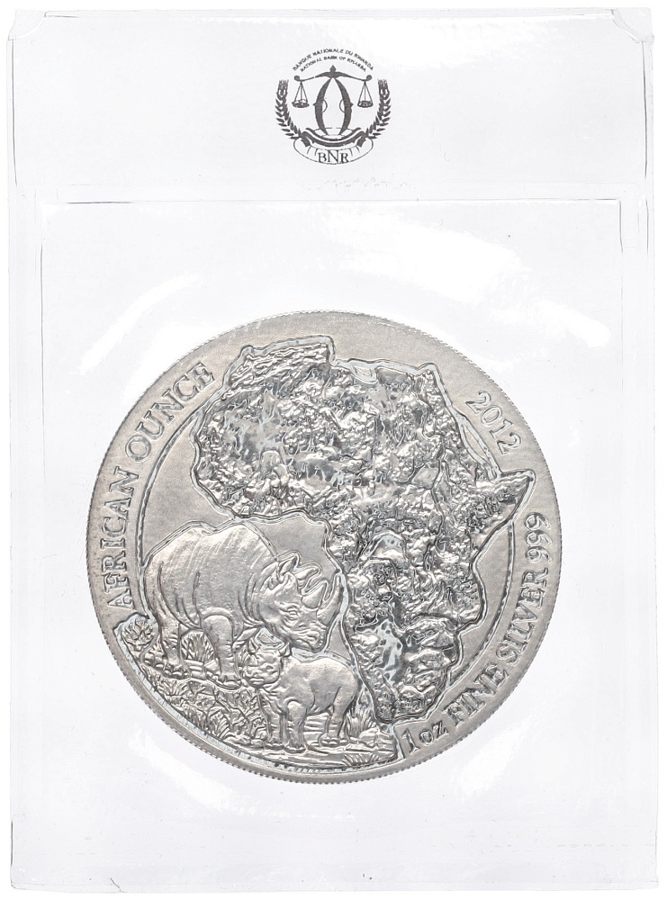 50 франков 2012 года Руанда «Африканская унция — Носорог» — Фото №1