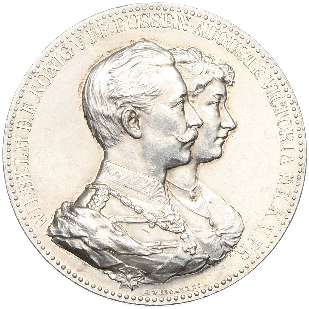 Медаль 1912 года Германия (Пруссия) «Золотая Свадьба Вильгельма II и Августы Виктории» — Фото №1