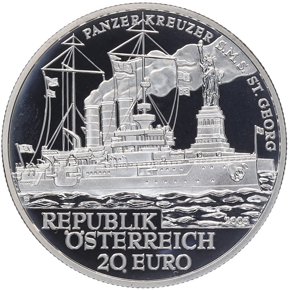 20 евро 2005 года Австрия «Австрийский флот — SMS Sankt Georg» — Фото №2