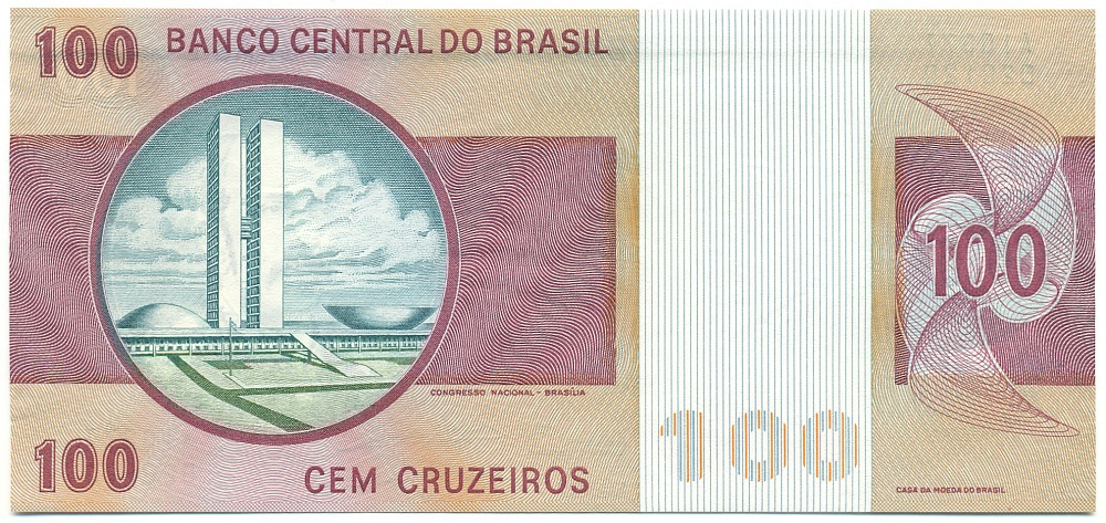 100 крузейро 1974 года Бразилия — Фото №2