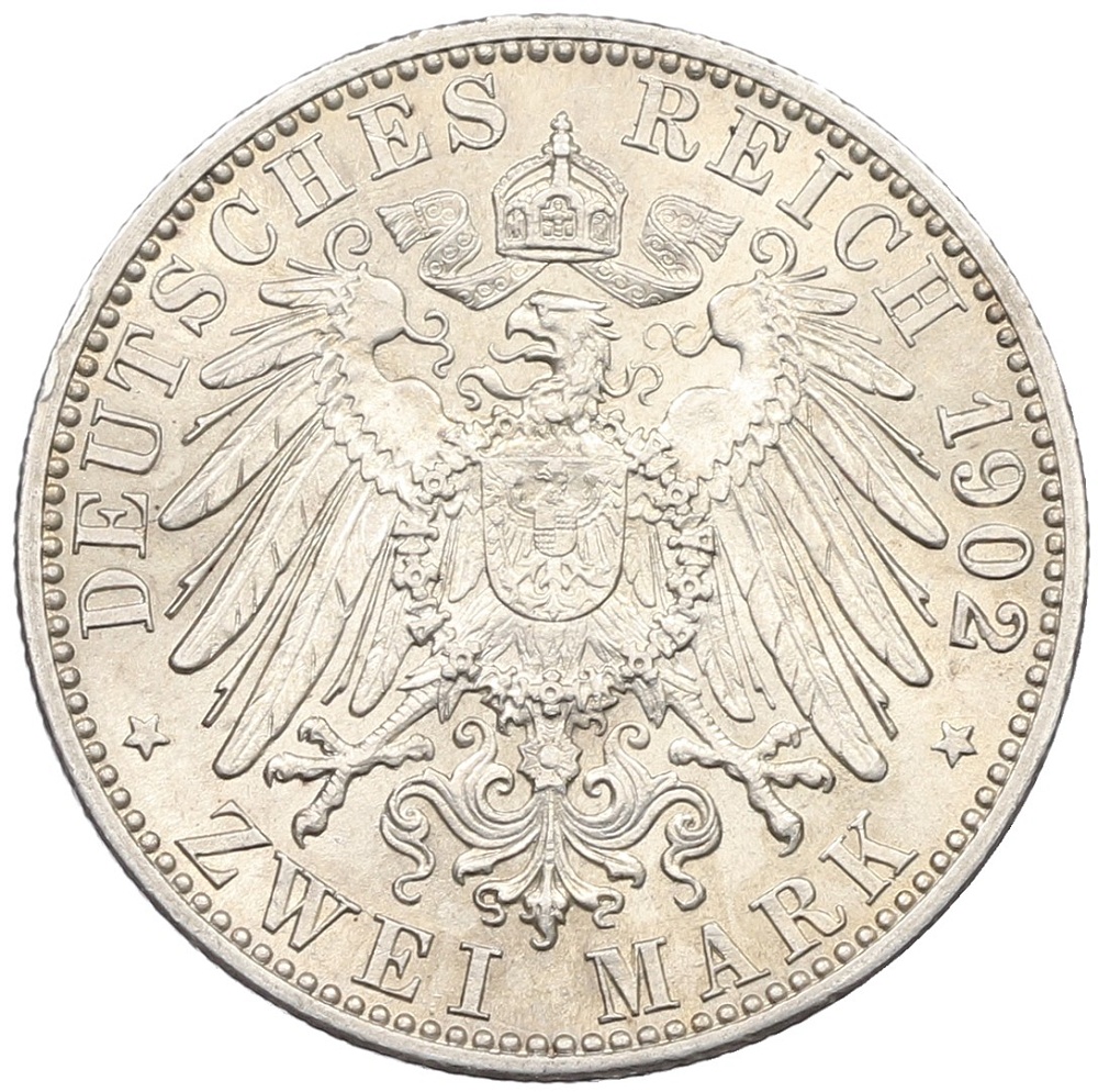 2 марки 1902 года Германия (Баден) «50 лет правлению Фридриха I» — Фото №2