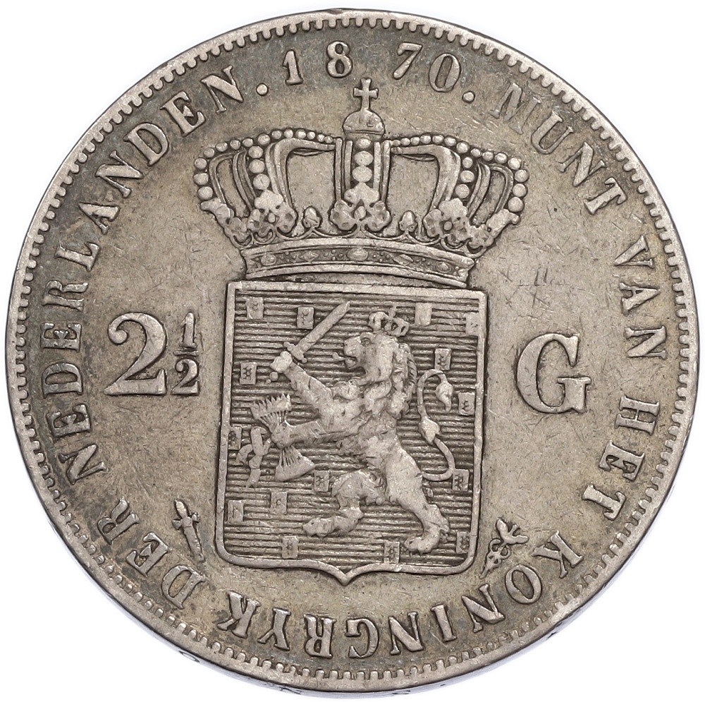 2 1/2 гульдена 1870 года Нидерланды — Фото №1
