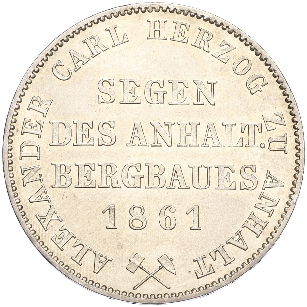 1 талер 1861 года Ангальт-Бернбург — Фото №2