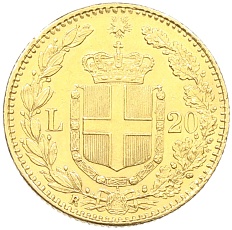 20 лир 1882 года Италия — Фото №2