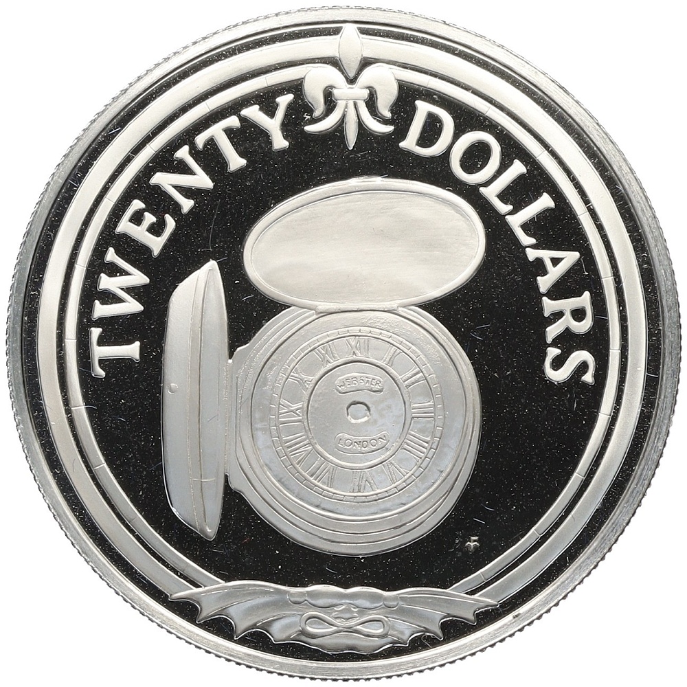 20 долларов 1985 года Британские Виргинские острова «Сокровища затонувшего корабля — Карманные часы» — Фото №1