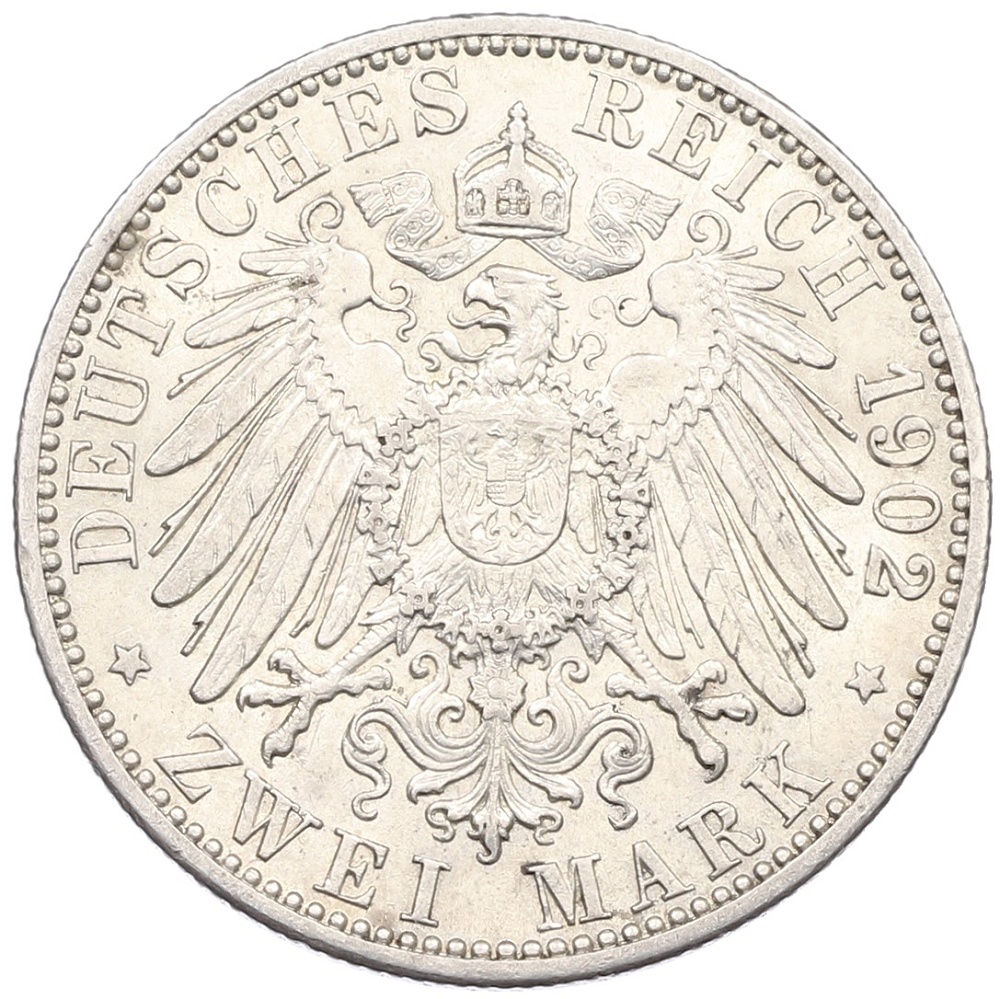 2 марки 1902 года Германия (Баден) «50 лет правлению Фридриха I» — Фото №2