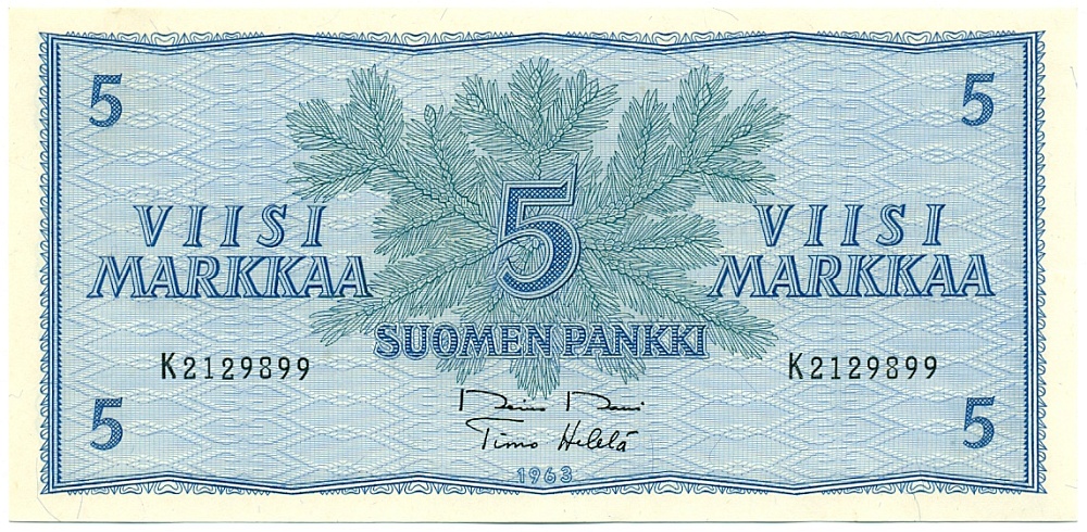 5 марок 1963 года Финляндия — Фото №1