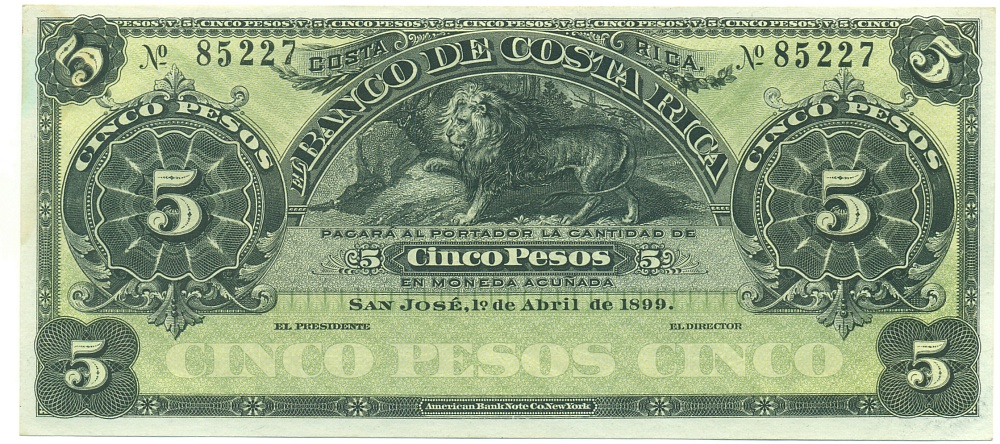 5 песо 1899 года Коста-Рика — Фото №1