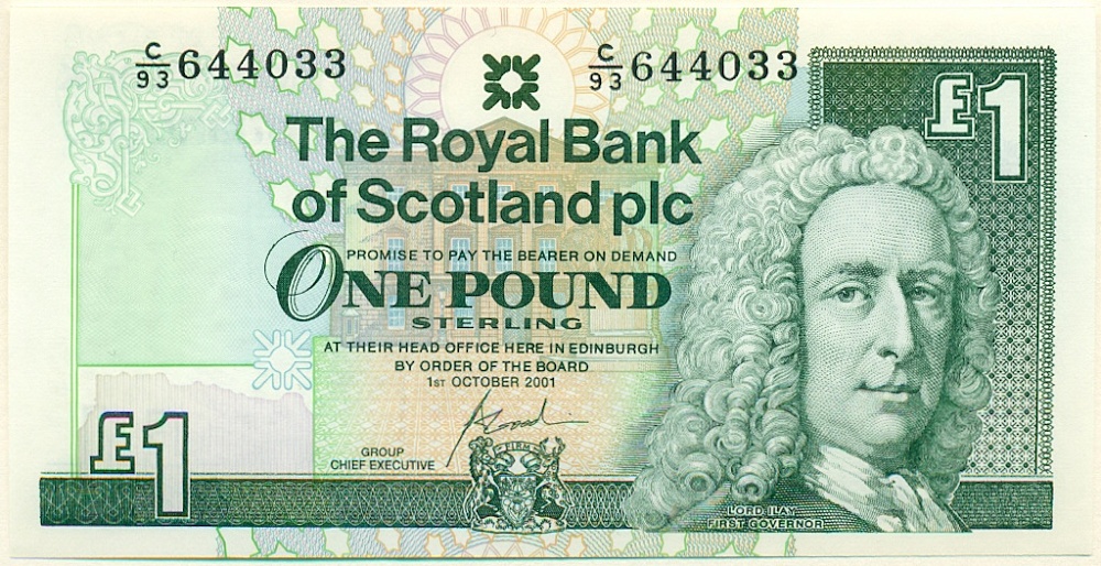 1 фунт 2001 года Великобритания (Банк Шотландии) — Фото №1