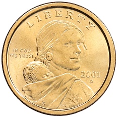 1 доллар 2001 года D США Сакагавея «Парящий орел» — Фото №1