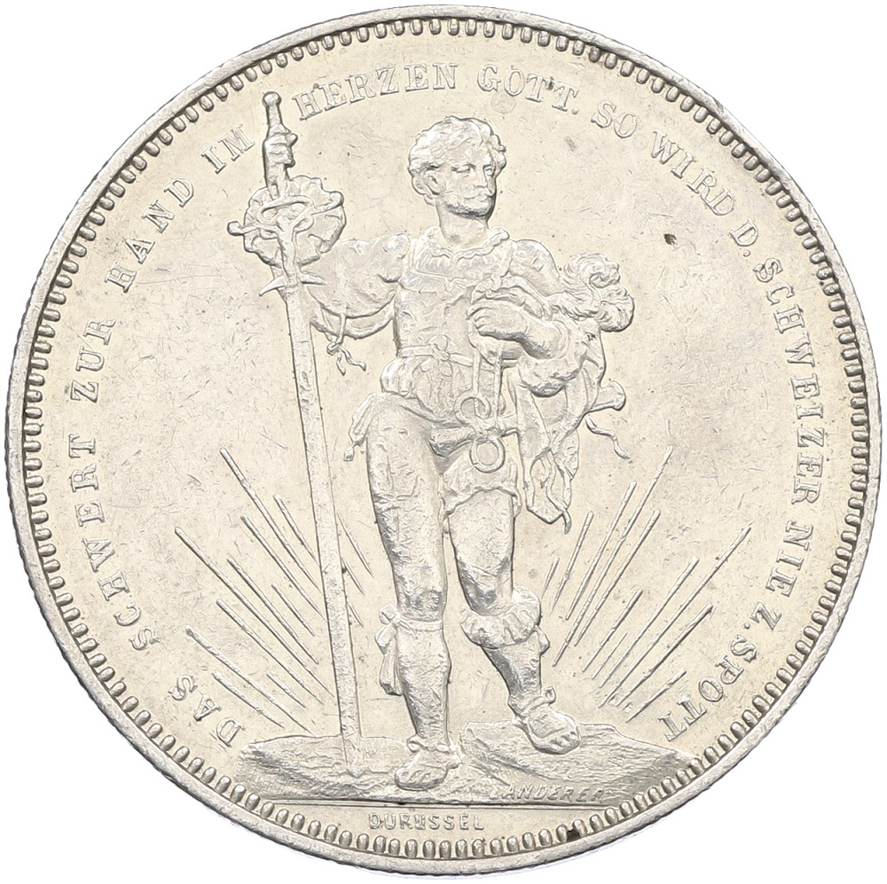 5 франков 1879 года Швейцария «Стрелковый фестиваль в Базеле» — Фото №1