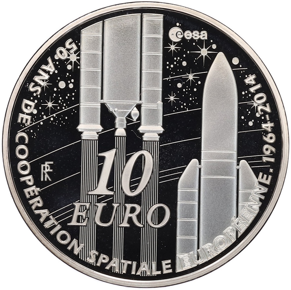10 евро 2014 года Франция «50 лет Европейскому космическому агентству» — Фото №1