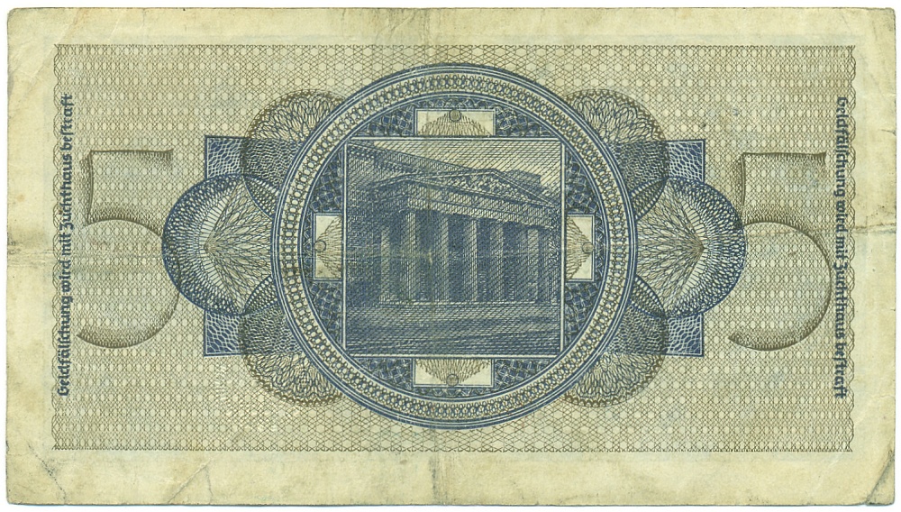 5 рейхсмарок 1940 года Германия (Для оккупированных территорий) — Фото №2