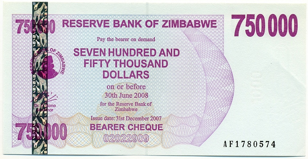 750000 долларов 2007 года Зимбабве — Фото №1