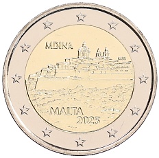 2 евро 2025 года Мальта «Мальтийские стены — Мдина» — Фото №1