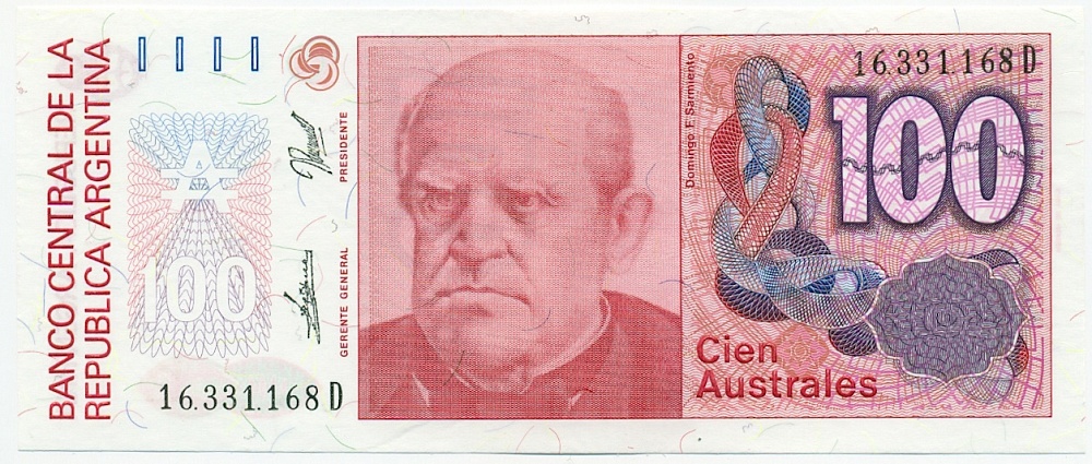 100 аустралей 1989 года Аргентина — Фото №1