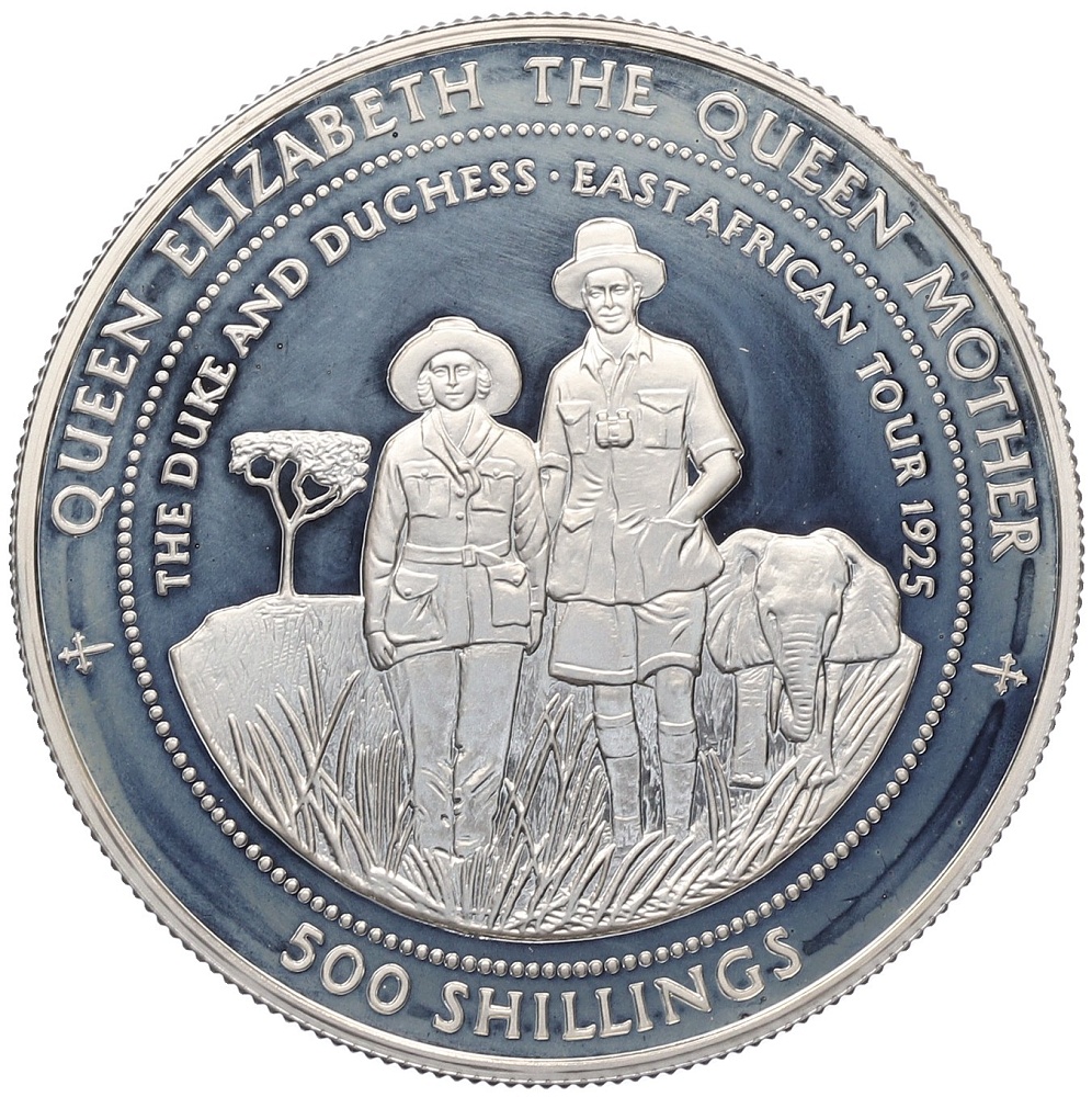 500 шиллингов 1997 года Танзания «Королева Елизавета (Королева-мать) — Тур по Восточной Африке» — Фото №1