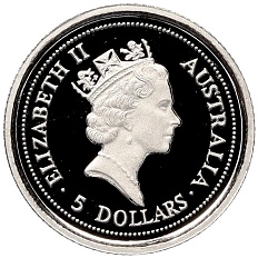 5 долларов 1996 года Австралия «Австралийская коала» — Фото №2